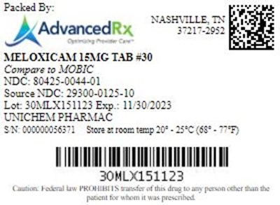 Meloxicam 15mg Tab Qty 30 NDC 80425-0044.jpg Meloxicam 15mg Tab Qty 30 NDC 80425 0044